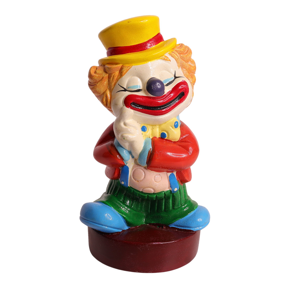 Vintage Hard Vinyl Smiling Clown Bank With Stopper 7 Inches Tall